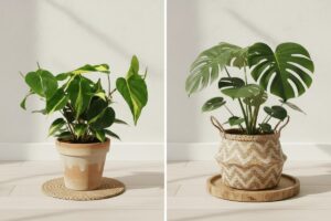 Philodendron d'intérieur aux grandes feuilles vertes en forme de coeur